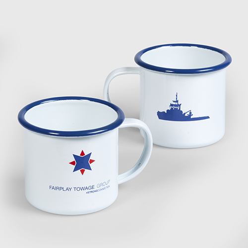 Becher emailliert weiss